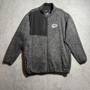 Kansas City Chiefs Antigua Full Zip Sweatshirt Mens 2XL XXL Black & Gray Logo - Picture 1 of 10