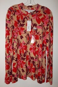 Camicetta LIZ CLAIBORNE donna più XXL manica lunga multicolore floreale girocollo top - Foto 1 di 22