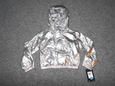 2016 Nike NOVO! JAQUETA PULÔVER COM CAPUZ 36F055 PRATA METÁLICA JUVENIL MENINAS XS K5 - Imagem 1 de 4