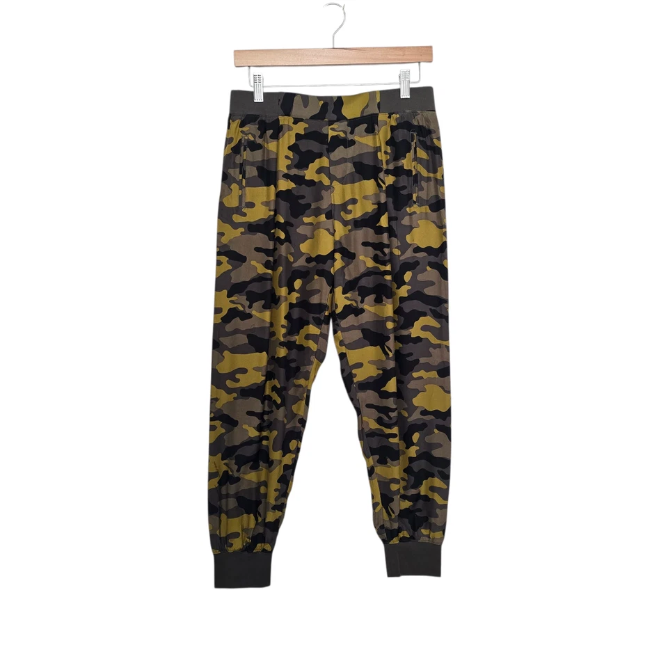 Pantalones de chándal ATM para mujer pequeños verdes camuflados 100 % seda puños acanalados cintura elástica Foto 1 de 4