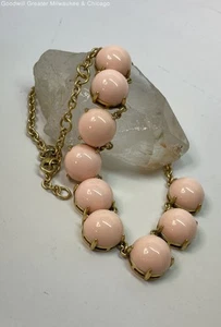 J.Crew Gold-Tone Light Pink Bubble Rhinestone Statement Necklace 49.7g - Picture 1 of 3