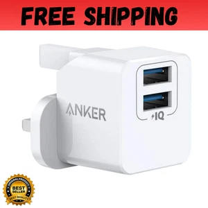 Anker USB Wall Charger 2-Port Dual 24W Power IQ Fast Quick Charge UK Plug - Picture 1 of 6