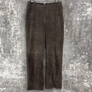 Emanuel Ungaro Sz 10 Soft Suede Leather High Rise Pants Brown Lined - Picture 1 of 14