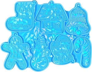 Holographic Christmas Resin Moulds Xmas Pendant Molds Bells DIY Casting Mitten - Picture 1 of 5