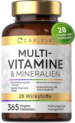 Multivitamin Tabletten Hochdosiert mit 28 Vitamine & Mineralien | 365 Vegane Stk - Bild 1 von 4