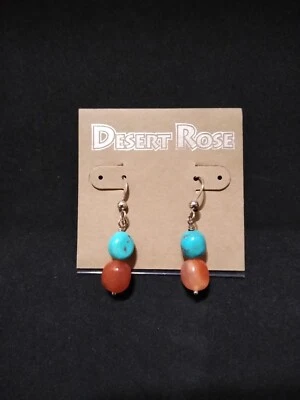 Jay King DTR Sterling Silver 925 Tangerine Chalcedony & Turquoise dangle Earring - Image 1 of 3