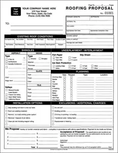 1000 Roofing Contractor Proposal / 2 Part Carbonless / 8.5 x 11 / TMG056 - Picture 1 of 1