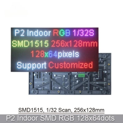 Small Pitch 2mm P2 Indoor SMD RGB 1/32 Scan 256x128mm 128x64pixels Full Color - Image 1 of 4