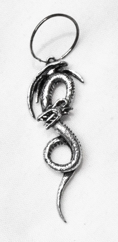 Pendiente dragón plata gótico alquimia E171 Foto 1 de 1