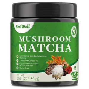 Mushroom Matcha Powder, Japanese Ceremonial Matcha Infused with 7 Superfood M... - Picture 1 of 12