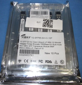 un paquete de 10 módulos transceptores FIBAY 1G-SFP85-SX-CI MMF 850nm,550m,LC - Imagen 1 de 2