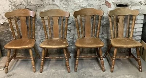 SET OF 4 FOUR WOOD WOODEN KITCHEN DINING CHAIRS ~ COUNTRY FARMHOUSE SHABBY CHIC - Picture 1 of 8