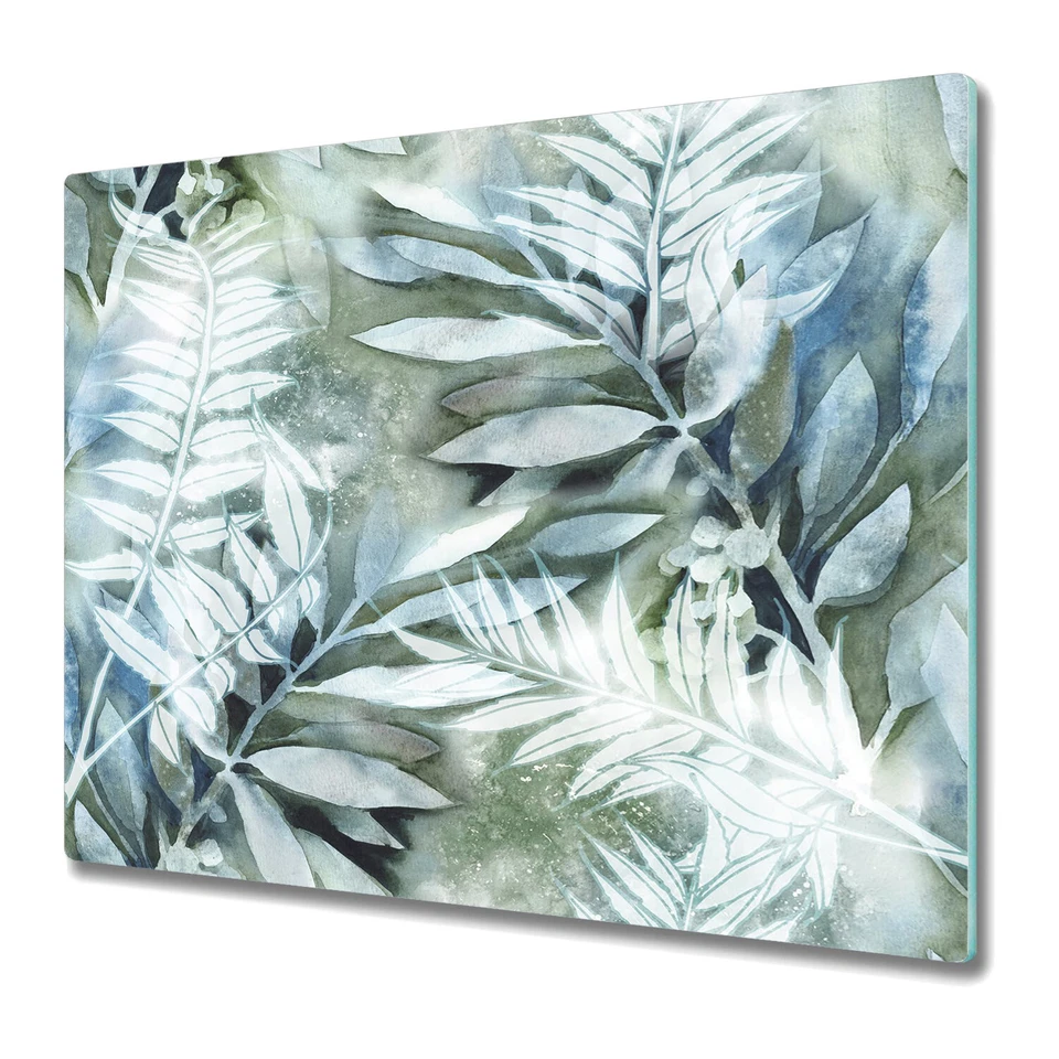 Cubierta de vitrocerámica de inducción de vidrio acuarela pintadas hojas tropicales 60x52 Foto 1 de 4