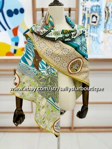 Sallys 70% Cashmere 30% Silk Stole Aztec Plane Print Double Face Scarf Shawl 53" - Picture 1 of 27