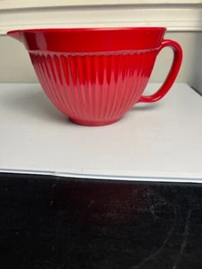 Rot gerippt geriffelt Melamin Teig Rührschüssel Ausgießer Griff 2 Quart - Bild 1 von 5
