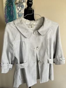 Ann Taylor Loft Cotton Linen Silk Blazer Suit Top Jacket Only Light Gray 12