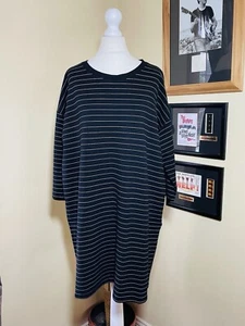 & Other Stories Black Pinstripe Oversized Longline Tunic Sweater Sz 12 40 14 EUC - Picture 1 of 4