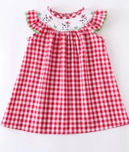 NEW Boutique Farm Cow Embroidered Smocked Red Dress - Picture 1 of 5