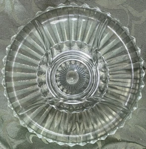 Fruit Or Relish Serving Tray 5 Section Party Dish Pressed Glass Center Dip Well - Picture 1 of 4