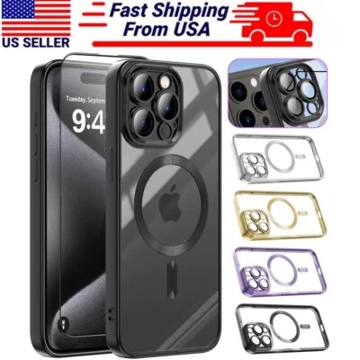 APPLE For iPhone 16 Pro Max Plus 15 14 13 12 11 MagSafe Magnetic Shockproof Case Cover