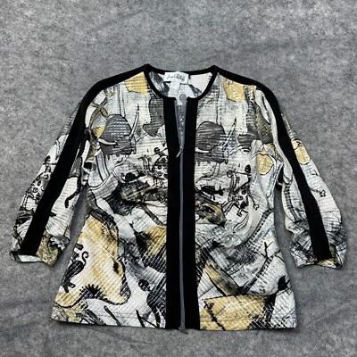 Joseph Ribkoff Jacket Blazer Womens Size 10 Black Cream Gold Tribal Full Zip - Image 1 of 4