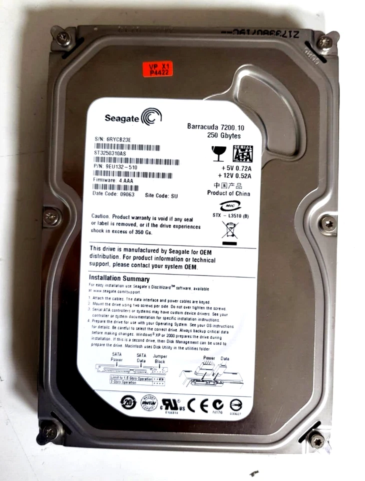 Seagate Barracuda 7200.10 250GB Internal 7200RPM 3.5" (ST3250310AS) HDD