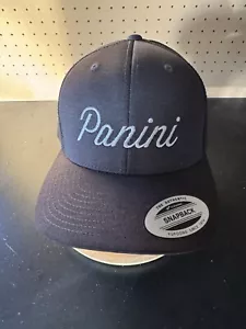 Panini America New Yupoong Black Cursive Adjustable Mesh Back SnapBack Hat NEW - Picture 1 of 8