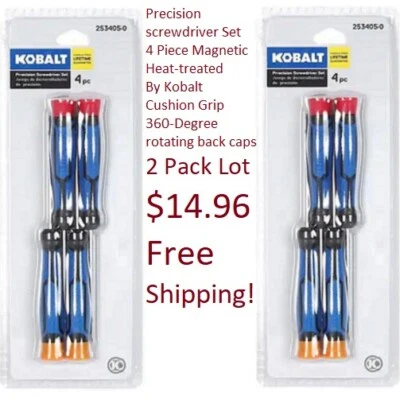  Precision screwdriver Set 4 Piece Magnetic Heat-treated Kobalt 2 Pack Lot  - Image 1 of 4