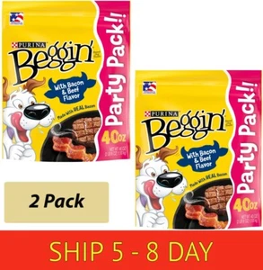 2 pack,Purina Beggin' Strips Dog Treats with R...Bacon & Beef, 40 oz Pouch (w16) - Picture 1 of 9