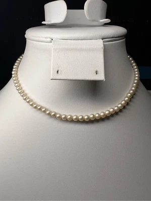 Vintage Signed Marvella Faux Pearl with Rhinestone Hook Necklace - Image 1 of 4