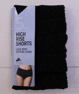 Ex M & S Ladies 5 Pack Cotton Lycra Lace High Rise Shorts Briefs Midis Underwear - Picture 1 of 8
