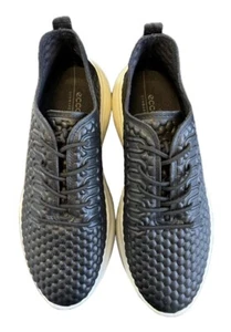 ECCO Women's Therap Leather Black Textured Lace-Up Sneakers EU 38 US 7 NEW - Picture 1 of 9