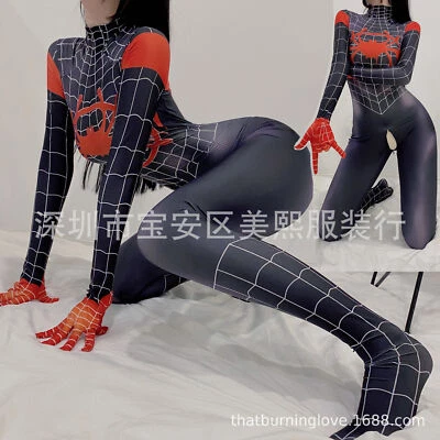 Miles Morales Spider-man Jumpsuit Women Cosplay Costume Halloween Party Props  - Image 1 of 4