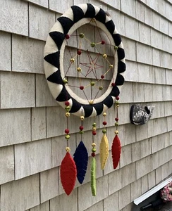 WOOL DREAM CATCHER Wall Hanging by FIONA WALKER England RARE 34x20 Large FELTED - Picture 1 of 18