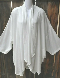 MISSION CANYON ART TO WEAR 51 SPOLVERINO KIMONO SVOLAZZANTE CORTO IN TINTA UNITA BIANCO, OS+! - Foto 1 di 4