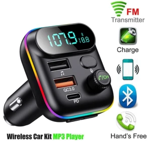 Auto Bluetooth 5.0 Adapter Drahtloser FM Radio Sender Musik Player USB Ladegerät - Zdjęcie 1 z 12