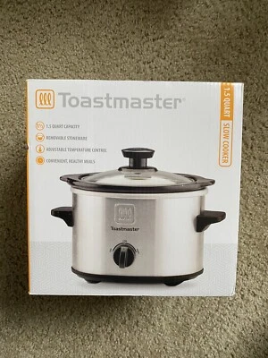 Olla de cocción lenta Toastmaster 1,5 cuartos de galón gris acero inoxidable gres nueva en caja Foto 1 de 2