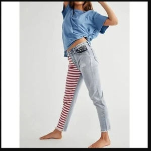 Free People Driftwood Gizelle Patriot Party amerikanische Flagge Jeans 4. Juli 24 - Bild 1 von 8