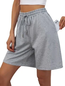 Plus Size Bermuda Shorts for Women Knee Length SweatShorts 7 Inch Inseam with... - Picture 1 of 5