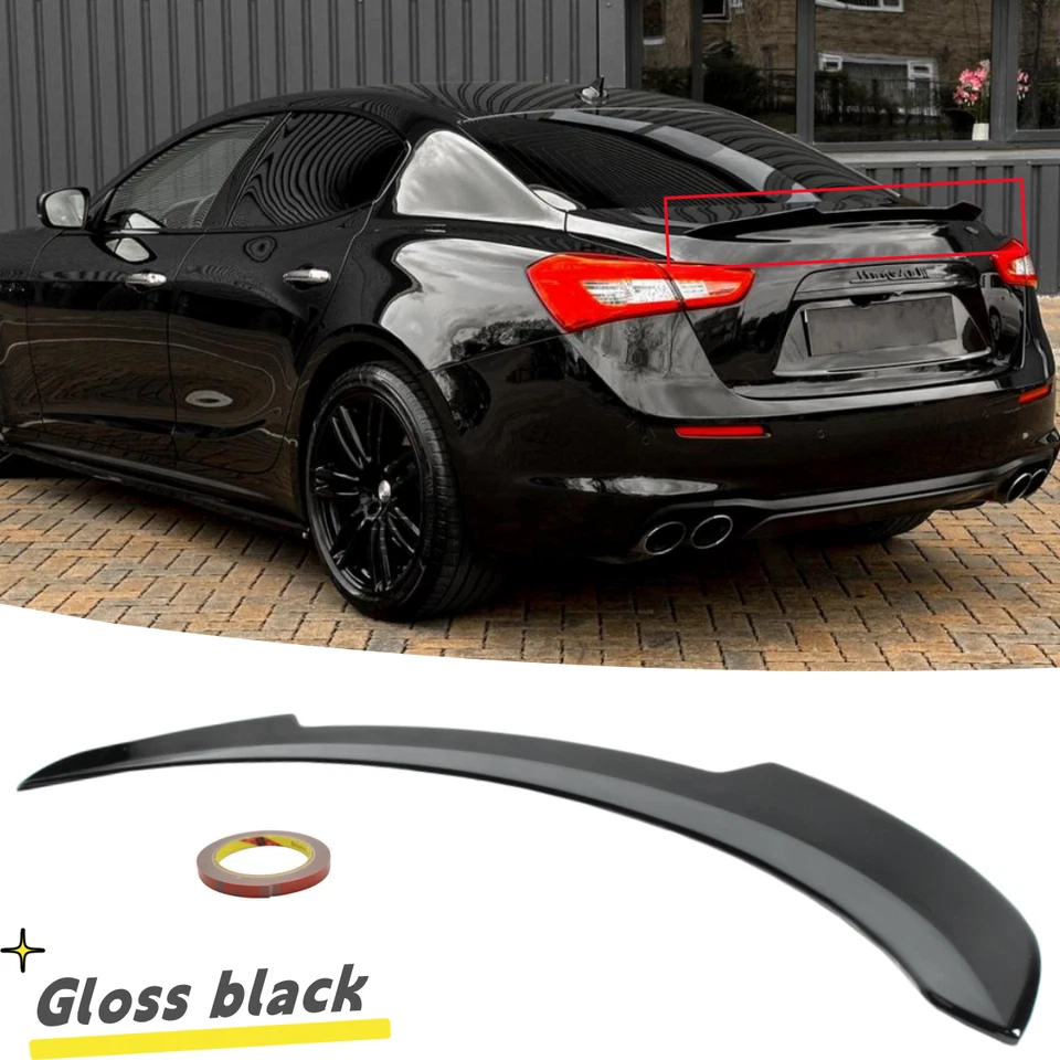 FOR 2014-2024 MASERATI GHIBLI REAR GLOSS BLACK V-STYLE REAR TRUNK SPOILER WING - Image 1 of 4