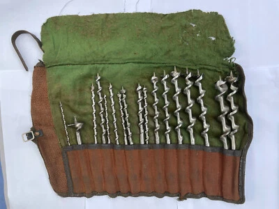 17 vintage Auger drill bits In Tool Roll - Wm Ridgway, Toga, Cannock - Image 1 of 4