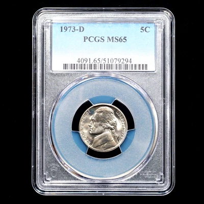 1973-D Jefferson Nickel 5c - PCGS GRADED MS65 - Cool toning! - Image 1 of 4