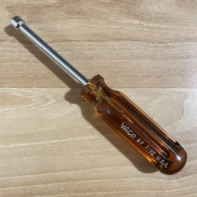 Vintage Vaco 7/32" Nut Driver 3" Hollow Shaft S7 Amber Handle 6 5/8” OAL - Image 1 of 4