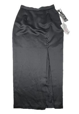 Maxi Falda Formal Noche Abertura ALEX EVENINGS Mujer 10 Negra Satén Nueva con Etiquetas Foto 1 de 4