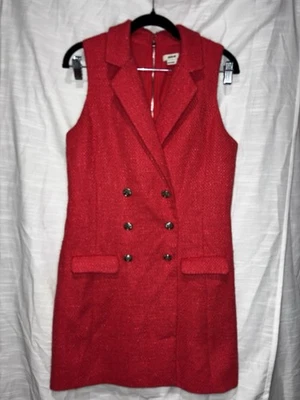 Vestido Blazer Jason Wu Para Mujer Coral Tweed Sin Mangas Talla S Chaleco Doble Pecho Foto 1 de 4