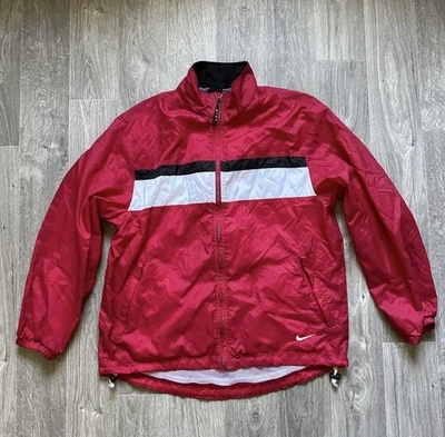 Chaqueta cortavientos retro vintage años 90 Nike Swoosh roja negra blanca YKK cremallera completa M Foto 1 de 4