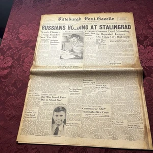 Vintage Pittsburgh Post-Gazette Newspaper 9-15-1942 - Russians Holding At Stal.. - Picture 1 of 15