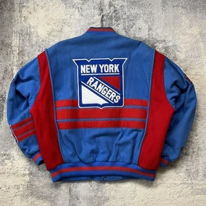 Chaqueta de bombardero de lana de colección de los 90 New York Rangers NHL Varsity XL para hombre Campri - Imagen 1 de 8