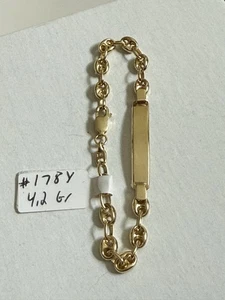 14K Yellow Gold Baby ID Bracelet | 5” Gucci Link | Engravable | Authentic - Picture 1 of 4