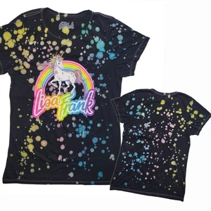 Lisa Frank Markie Unicorn T-Shirt Rainbow Paint Splatter Size Large Women's - Picture 1 of 11